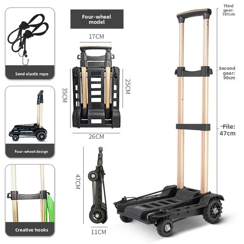 Multi-functional Silent wheel folding small pull cart luggage cart shopping moving shopping cart Oasis Select