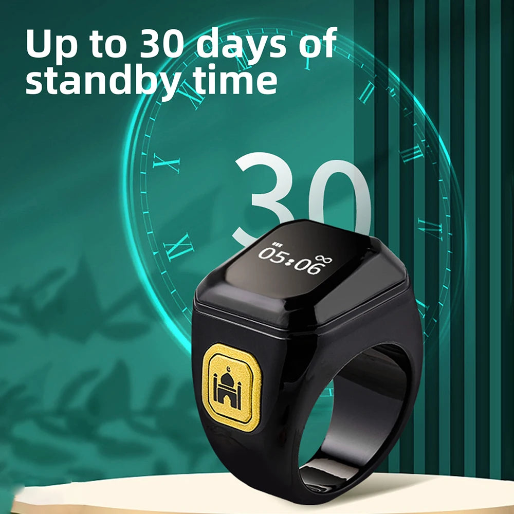 Smart Bluetooth App Ring Counter OLED Digital Display Alarm Clock Prayer Time Vibration Reminder Muslims Zikr Tally Counters Oasis Select