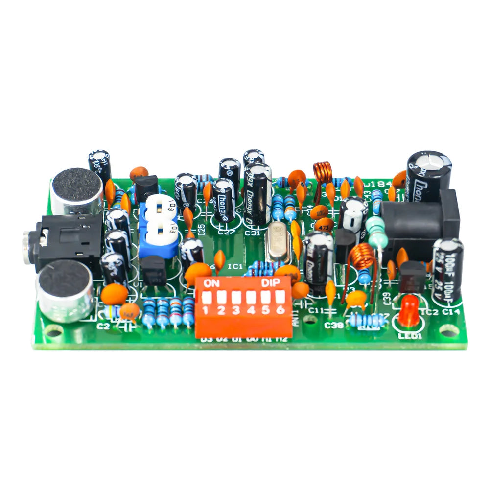 FM Transmitter Kit for DIY Electronics Projects 76mm x 47mm Green PCB with PLL Circuit and Audio Input Support Oasis Select