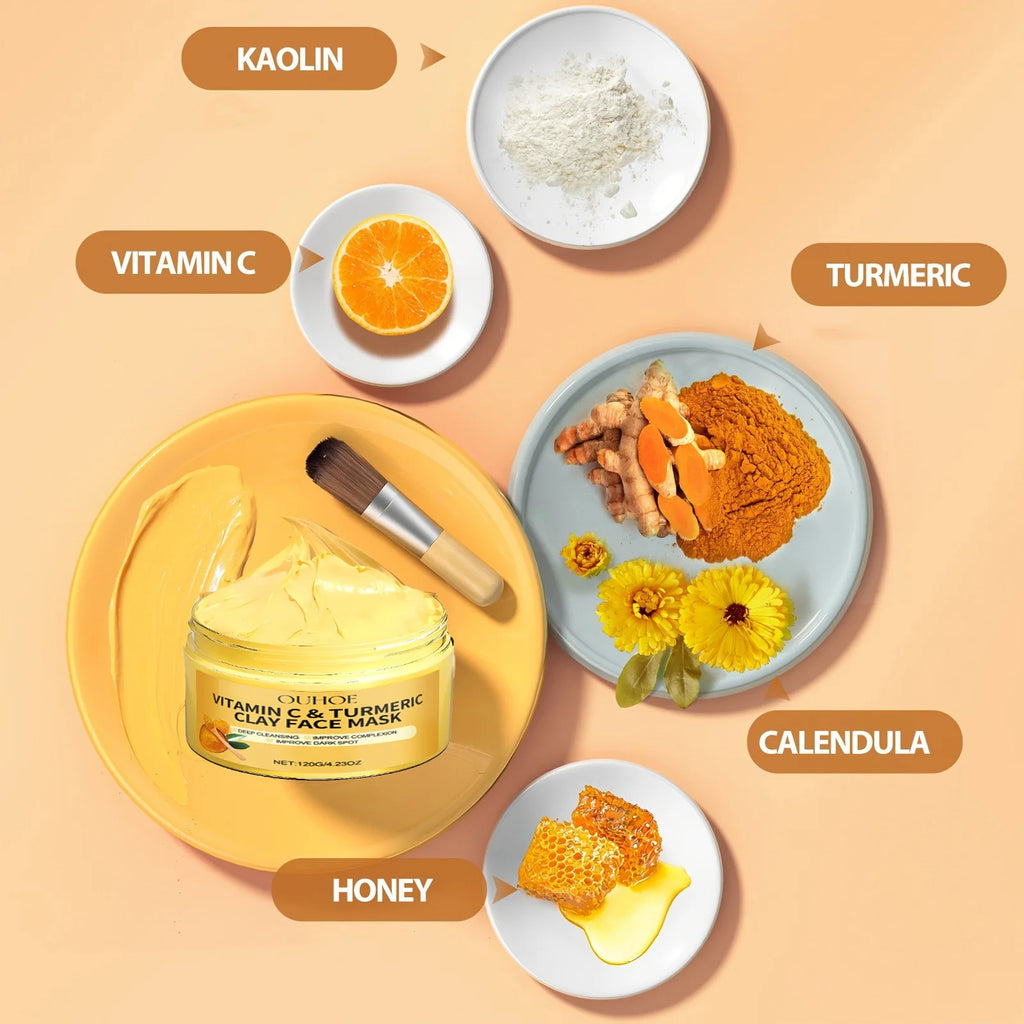 Vitamin C Exfoliating facial mask Turmeric Exfoliating facial mask Improve Pore Deep Cleaning facial mask Apply facial mask Oasis Select