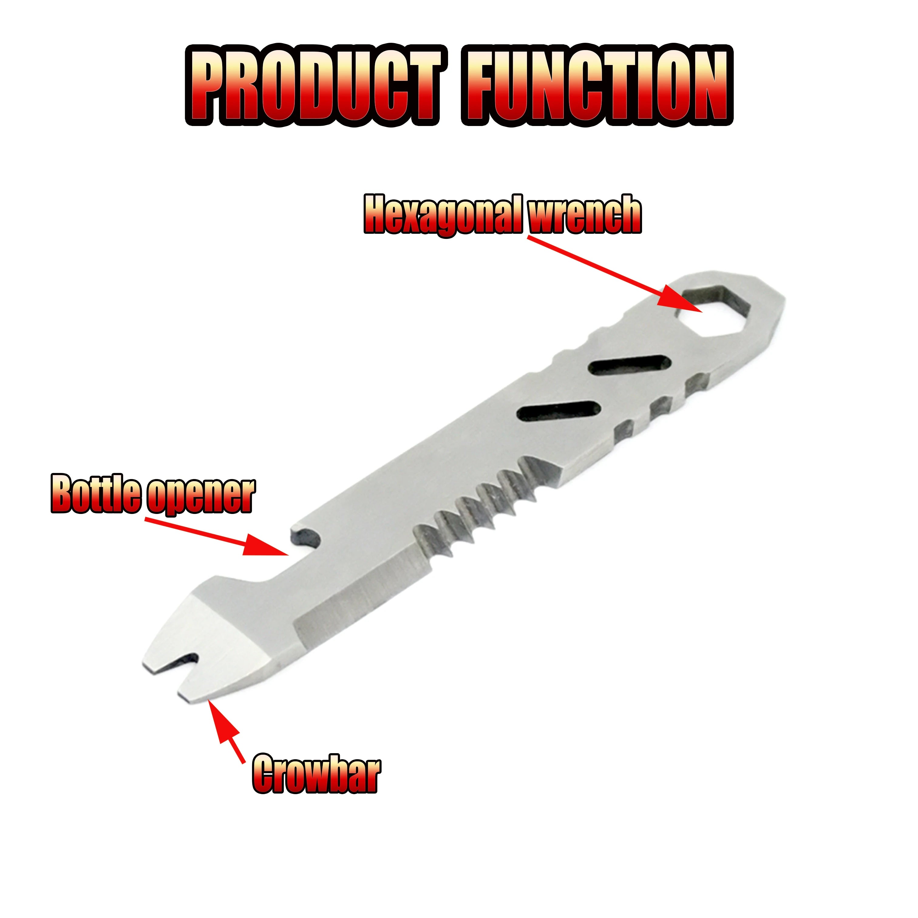 New Mini Stainless Steel Multifunctional Pry Bar, Mini EDC Hex Wrench, Bottle Opener, Portable Outdoor Bicycle Repair Tool Oasis Select