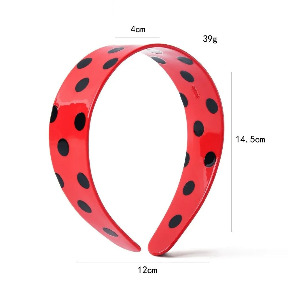 New Colorful Polka Dots Headband Boho Elastic Acetate Hair Bands Black Wide Hair Hoop Hair Accessories Oasis Select