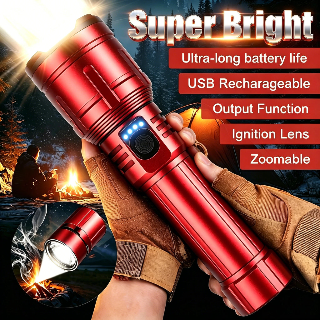 ZHIYU 3-in-1 Rechargeable Flashlight, Lighter & Power Bank 1200LM