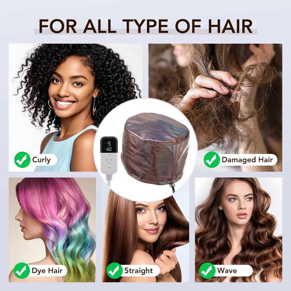 Hailicare Hair Steamer Cap – 9 Temp 5 Timer Thermal Heat Cap
