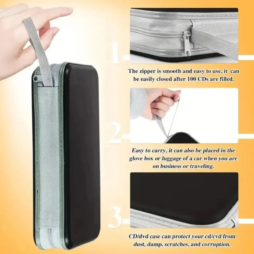 CD Case, DVD Case Holder 96 Capacity Hard Plastic CD DVD Disc Cases Storage Binder Wallet for Car Home Office Travel Oasis Select