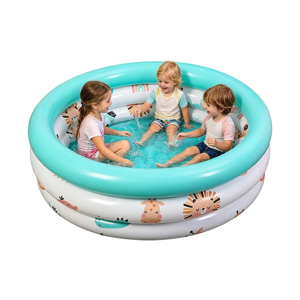 Pool for Kids Cute Pattern Blow Up Bathing Tub Round Inflatable Outdoor Pool for Boys Girls Pet Sea Ball Fishing Toy Garden Oasis Select