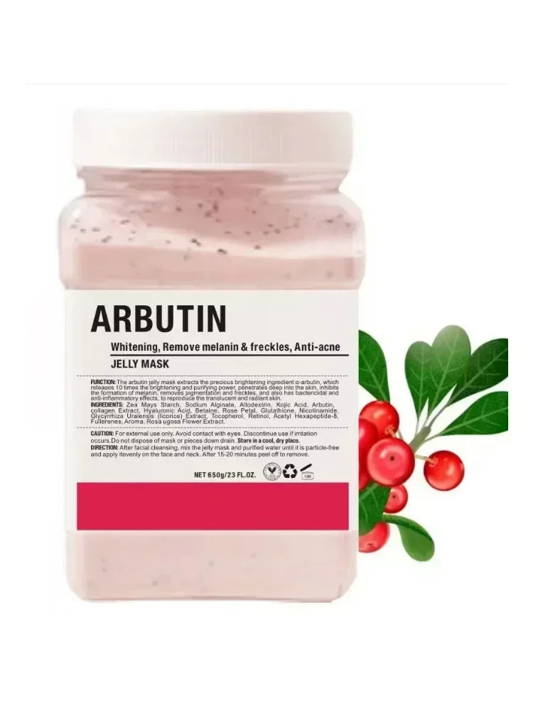 650g Arbutin Rose Jelly Mask Powder DIY Plant Masks Powder Peel Off Vitamin C Hyaluronic Acid Facial Skin Care 24K Gold Mud Mask Oasis Select 650g Arbutin