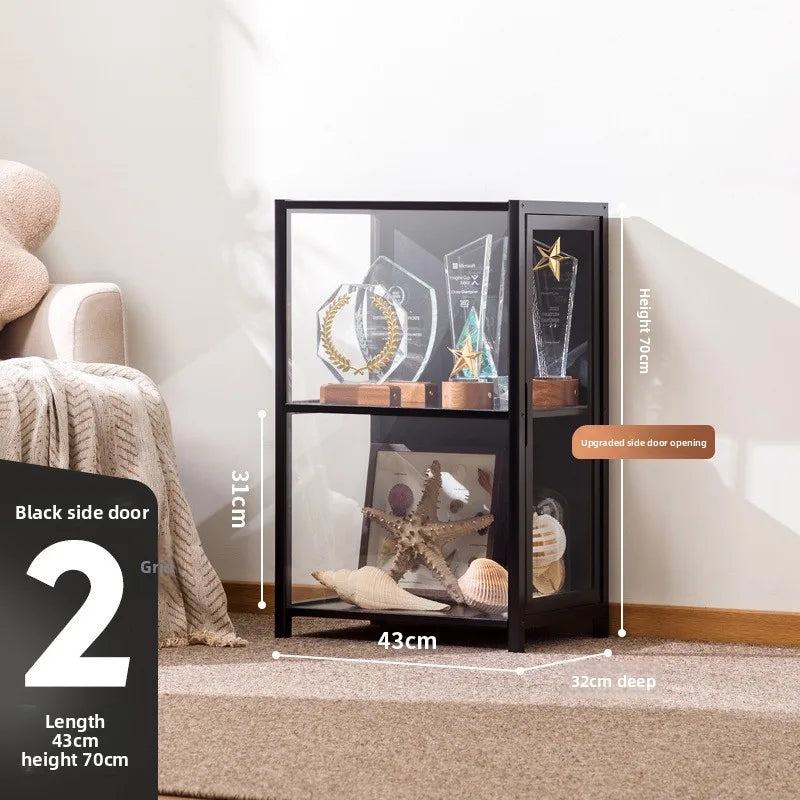Figure Cabinet Transparent Lego Display Cabinet Household Blind Box Ornament Specimen Storage Secondary Yuan Pain Cabinet Oasis Select Black two doors 43