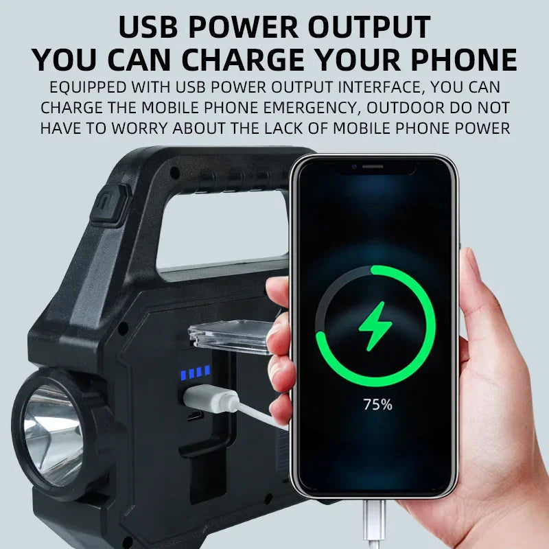 ESMARTER 800-Lumen Rechargeable LED Flashlight | 6 Modes, Solar