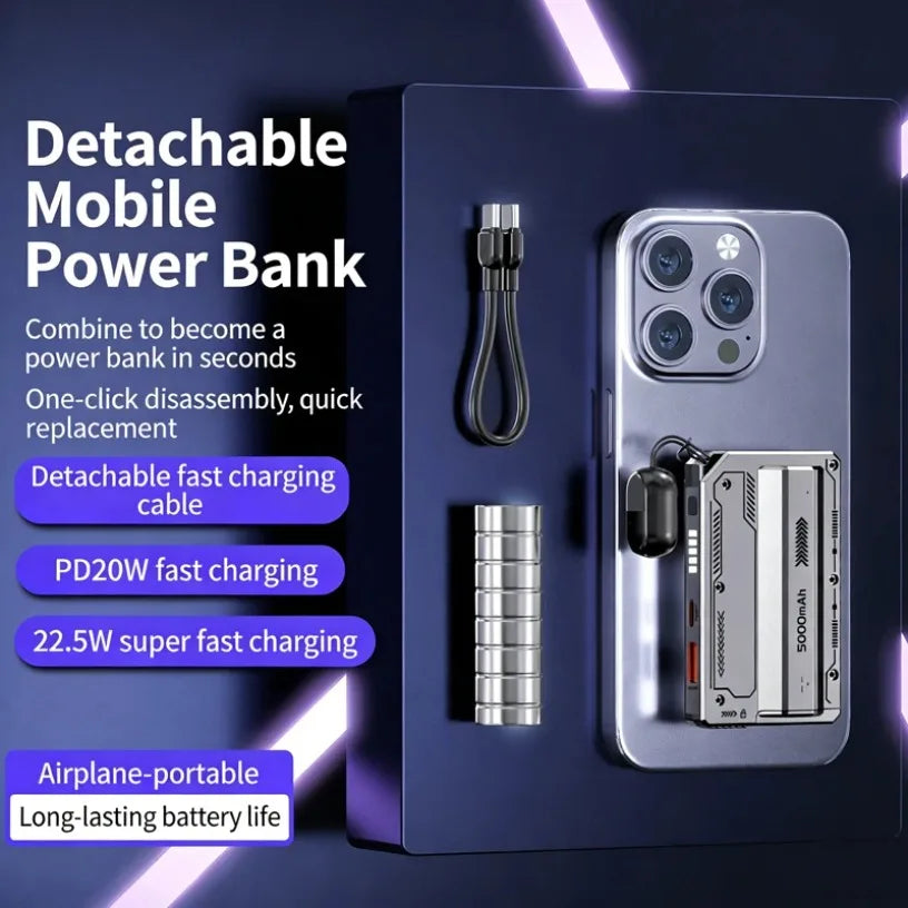 New Portable Fast Charging Removable Lithium Battery 22.5W Super Power Bank 5000 Comes with Cable Mobile Power Bank Oasis Select