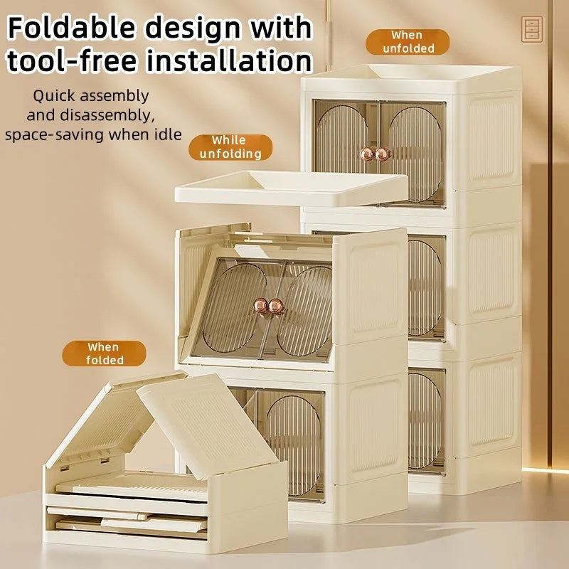 Foldable Desktop Makeup Organizer Multi-Layer Storage Cabinet Large Capacity for Cosmetics Toiletries Books Oasis Select