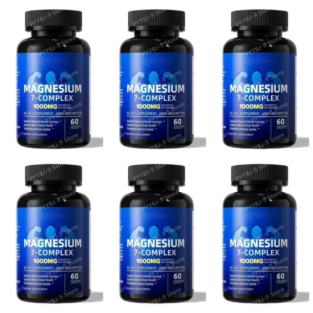 Magnesium 7 Complex 1000mg – Glycinate, Citrate, Zinc, D3 & B6 60ct Magnesium Supplement Oasis Select 6 bottles