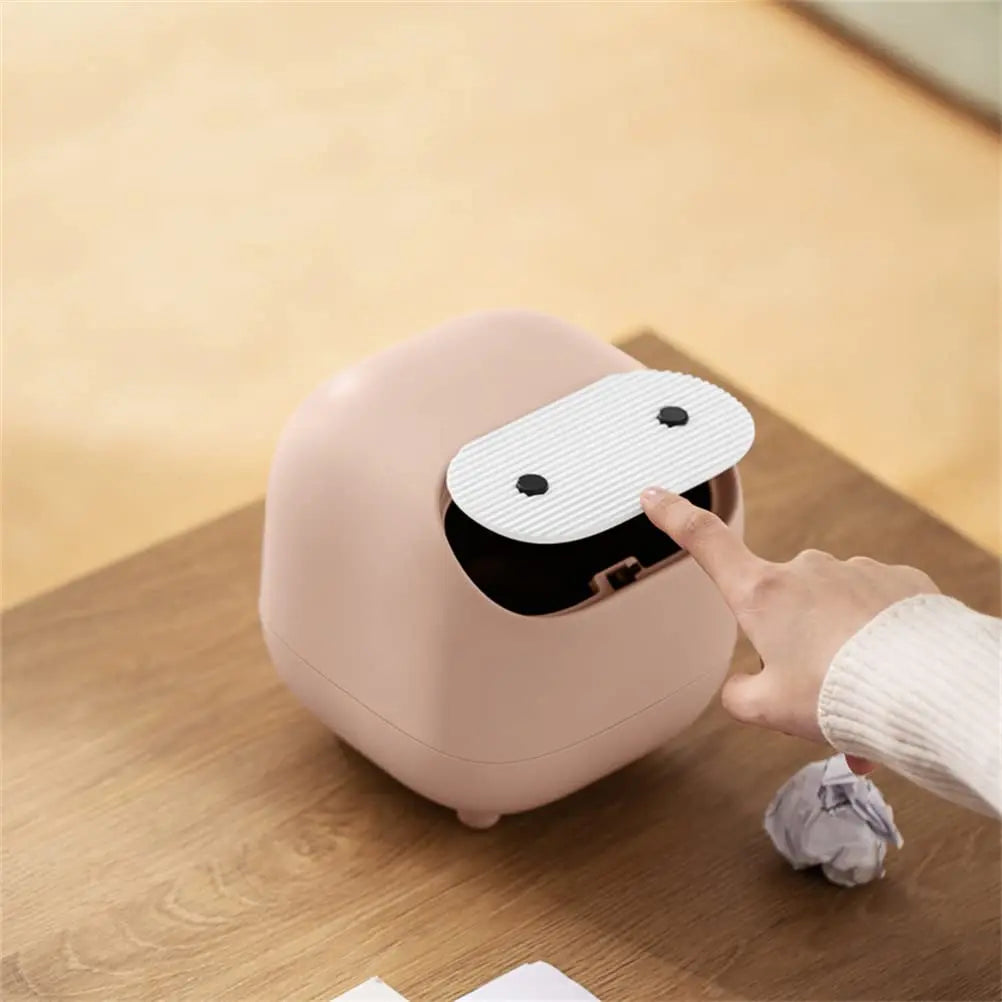 Cute Ninja Mini Desktop Trash Can with Lid | Small Plastic Bin