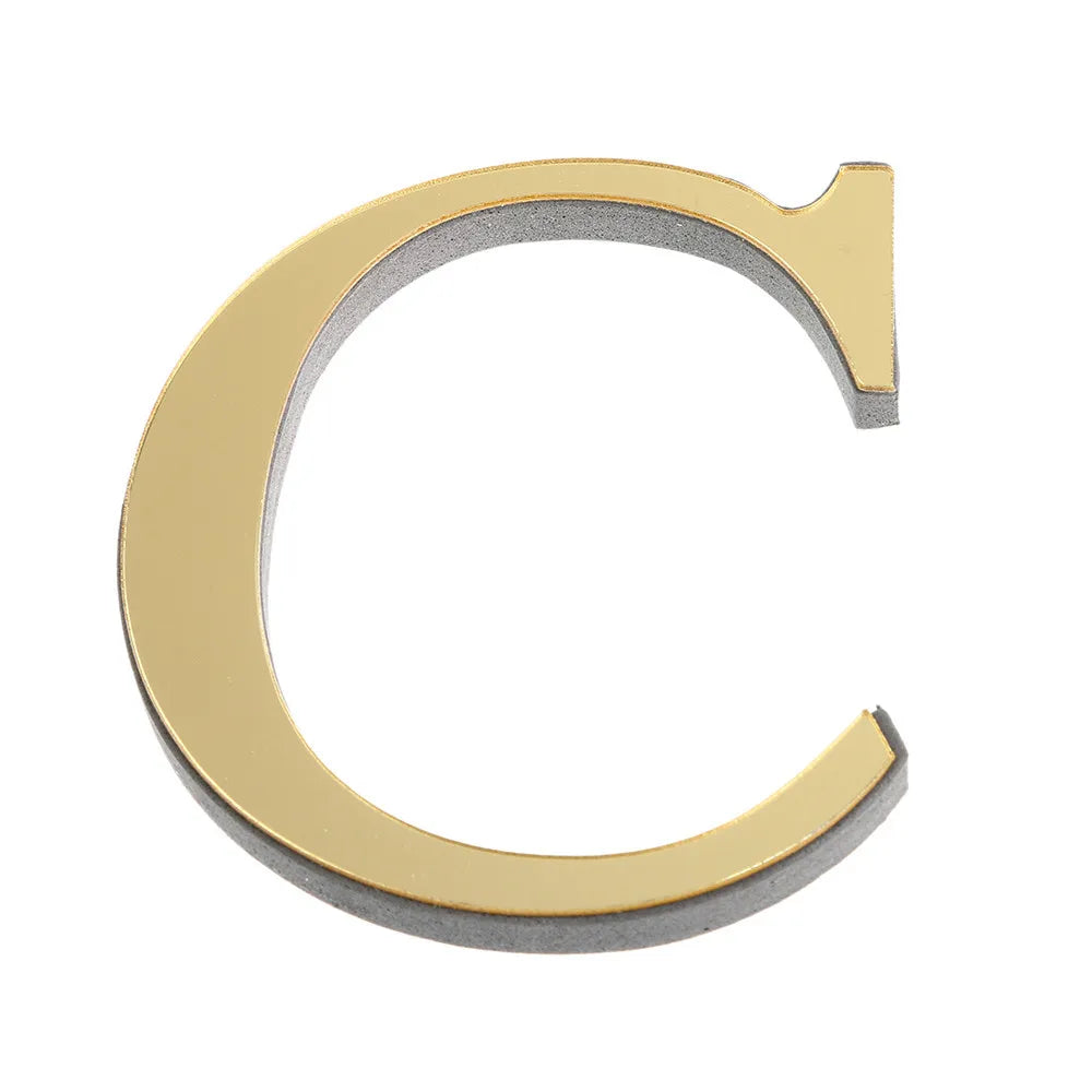 3D Mirror Acrylic Letter Wall Sticker | DIY Gold Alphabet Decal