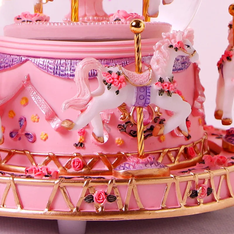European-style Painted Crystal Ball Music Box Resin Carousel Christmas Gift Carousel Gift for Girlfriend Birthday Music Boxes Oasis Select