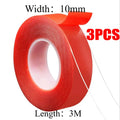 2pc Ultra Thin Transparent Red Film Double Sided Tape With HighTemperature Resistance No Marks Waterproof Adhesion Strong Adhes Oasis Select 10X3M-3pcs