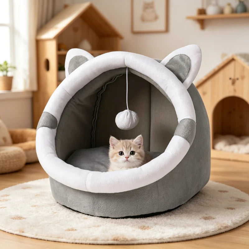 Pet Tent Cave Bed for Cats Small Dogs Self-Warming Cat Tent Bed Cat Hut Comfortable Pet Sleeping Bed Foldable Removable Washable Oasis Select