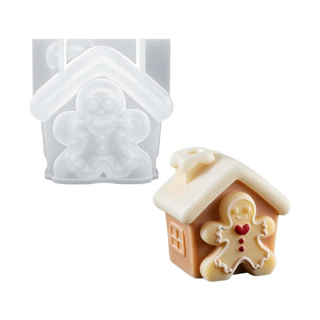 3d Gingerbread House Mold Gingerbread Shaped Silicone Candle Mold Christmas Decoration Mold Flexible For Holiday Decoration Home Oasis Select
