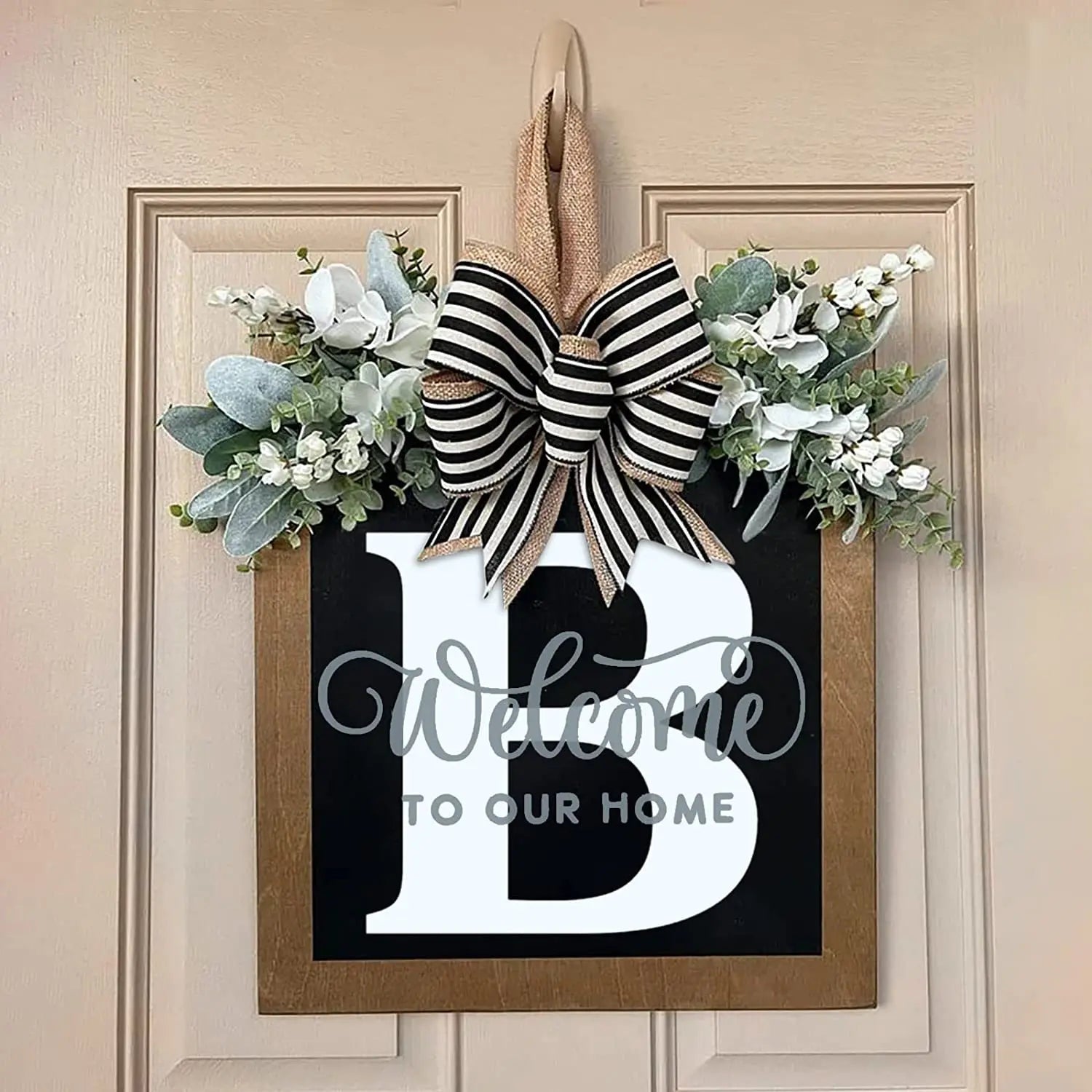 26-letter Personalized Front Door Decoration Door Hangings Layout Props Wooden Crafts Pendants Oasis Select B Round(30X30CM)