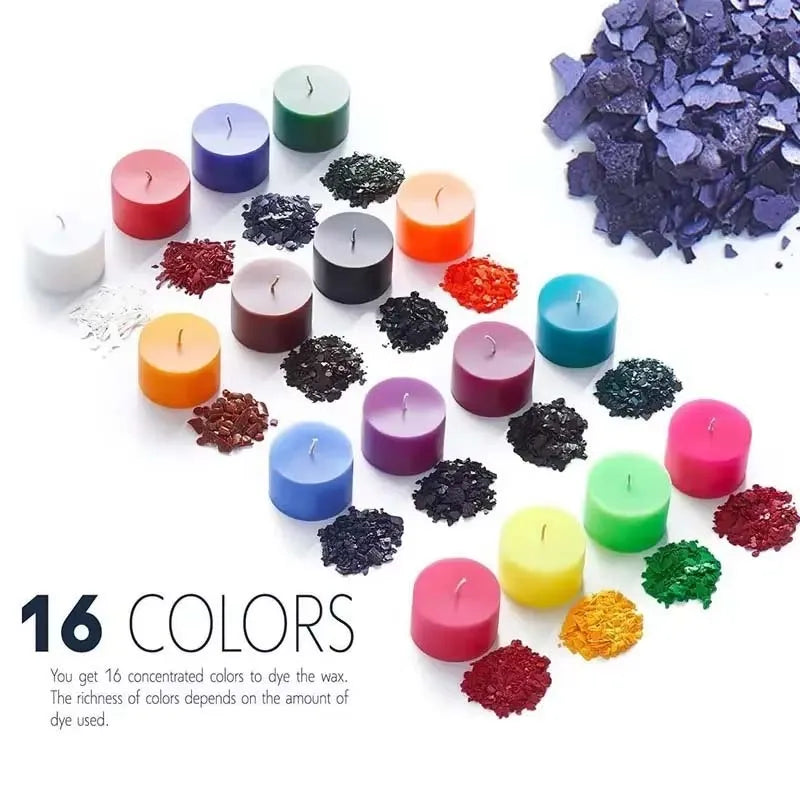Candle Dye for Candle Making, Wax Color Chips for Wax Melts, Dye for Soy Wax, Beeswax, Paraffin Wax, 16 Colors x 5g Oasis Select 16 Colors Set S
