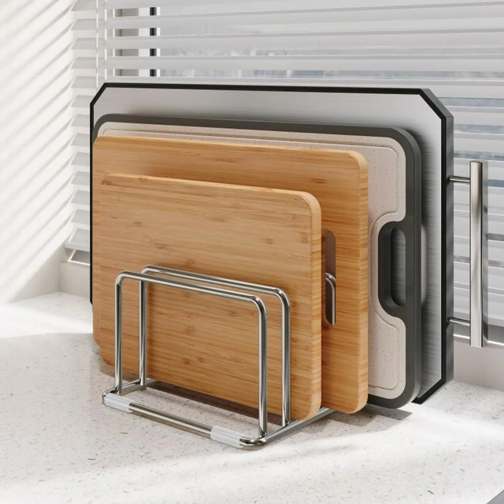Cutting Board Holder Stand Rustproof Slim Organizer Cutting Board Organizer for Offices Books Files Cookware Pans Home Indoor Oasis Select
