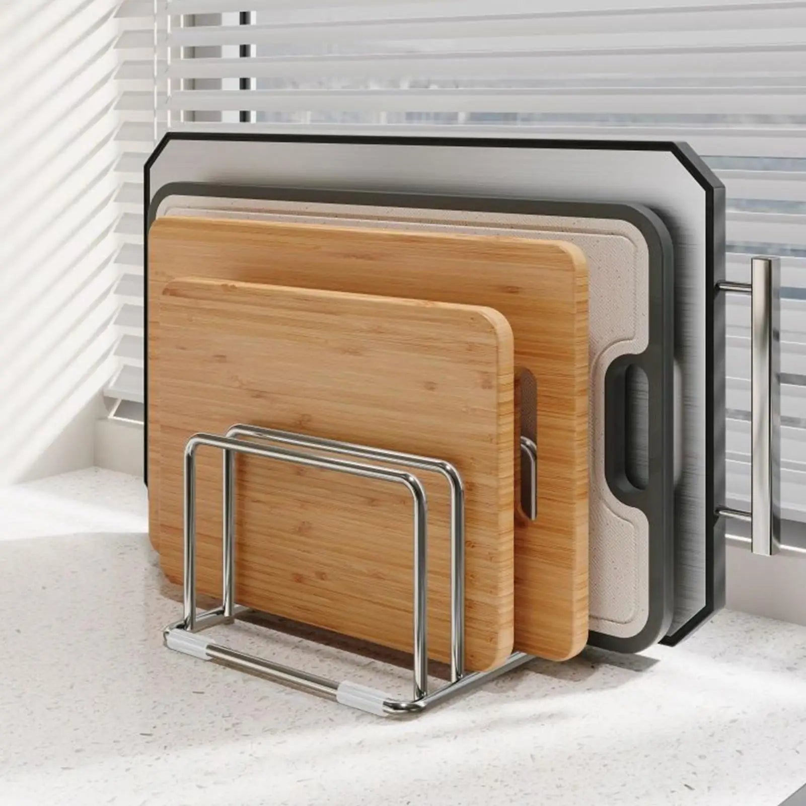 Cutting Board Holder Stand Rustproof Slim Organizer Cutting Board Organizer for Offices Books Files Cookware Pans Home Indoor Oasis Select