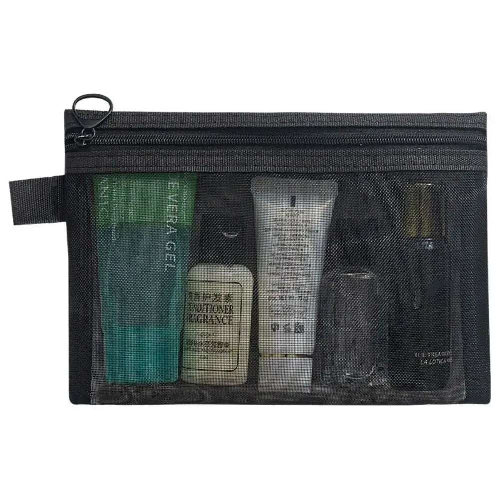 Mesh Zipper Cosmetic Bag | Travel Toiletry Organizer 3 Sizes Mesh Cosmetic Bag Oasis Select Black L