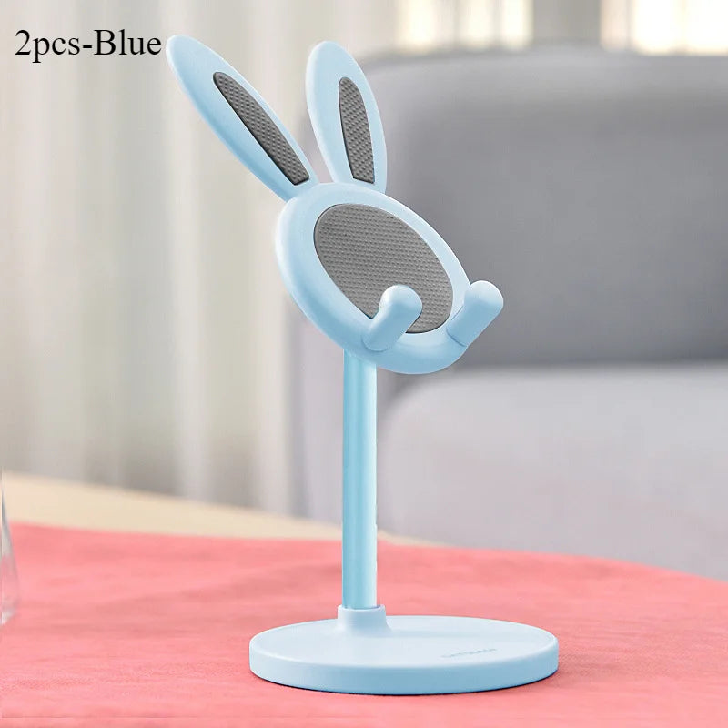 The cute Rabbit mobile phone stand desktop can lift and adjust the desktop phone accessories phone stand phone grip Oasis Select 2pcs-Blue