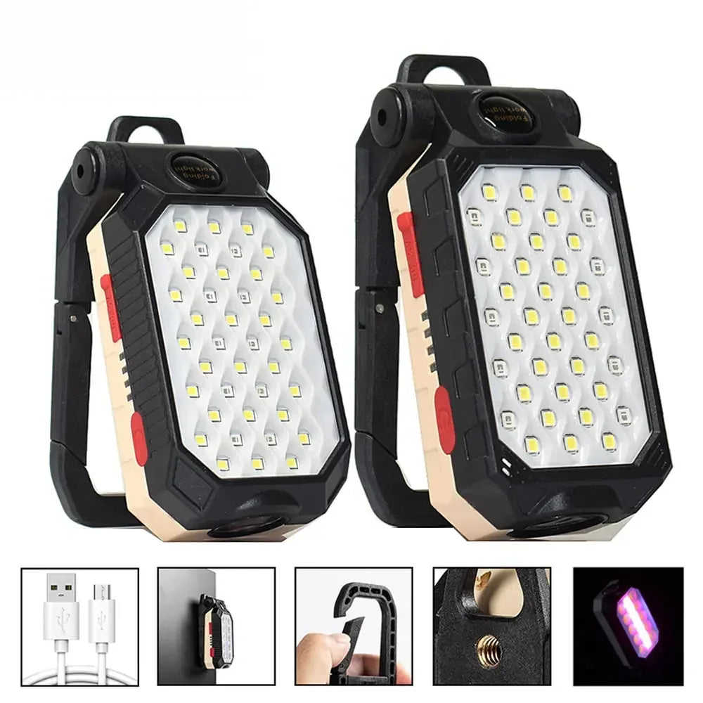 High Power LED Flashlight Rechargeable COB Work Light Adjustable Waterproof Camping Lantern Magnet With Power Display Oasis Select