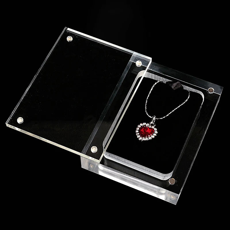 1PC Acrylic Jewelry Display Box Transparent Multi-Function Magnetic Lid Jewelry Storage Packaging Box Oasis Select