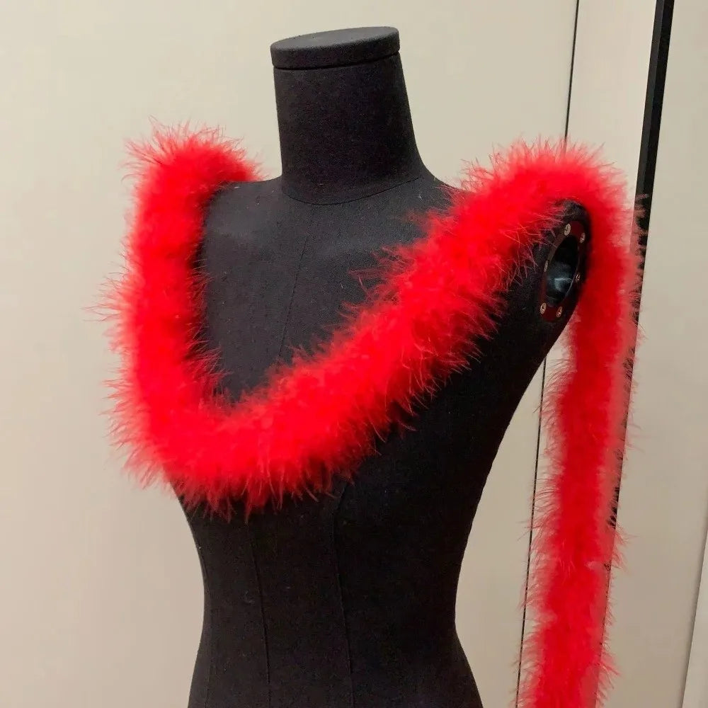 Fashion 2 Meter Decorative Strip Faux Fur DIY Apparel Sewing Fluffy Trim Cuff Strip Home Decor Artificial Fur Decoration Oasis Select Red