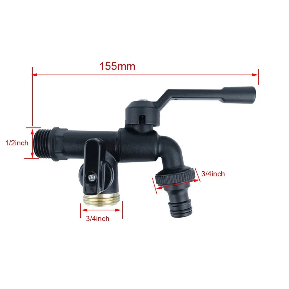 Durable All Copper Tap Water Faucet 4/6/8 Points Garden Irrigation Valve Switch One Into One Out Thread Sink Tap Garden Watering Oasis Select 1-2-3-4-3-4inch