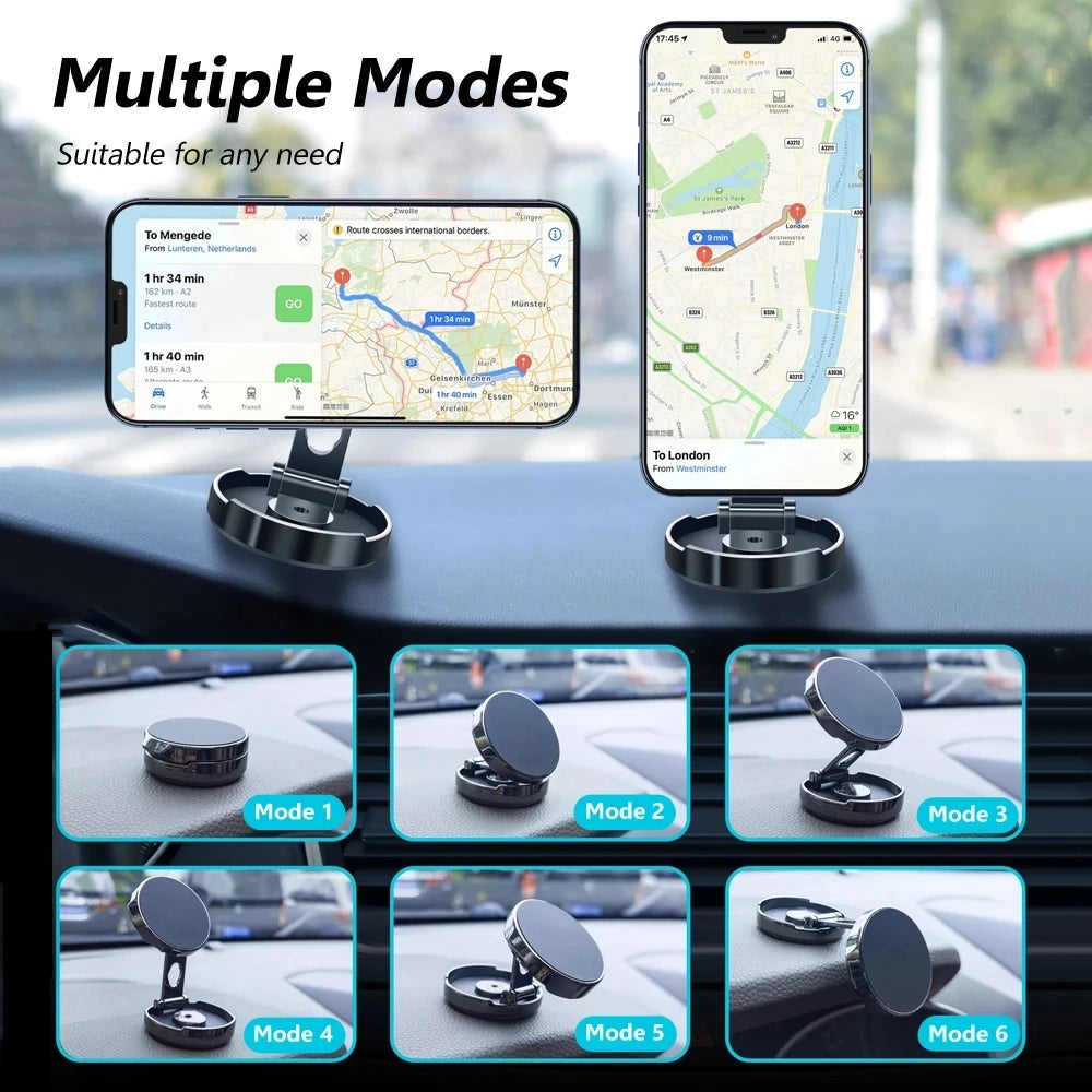 2024 Mobile Phone Stand Strong Magnetic Car Holder 720° Foldable Round Bracket Support for Universal Phones Mount Holders In Car Oasis Select
