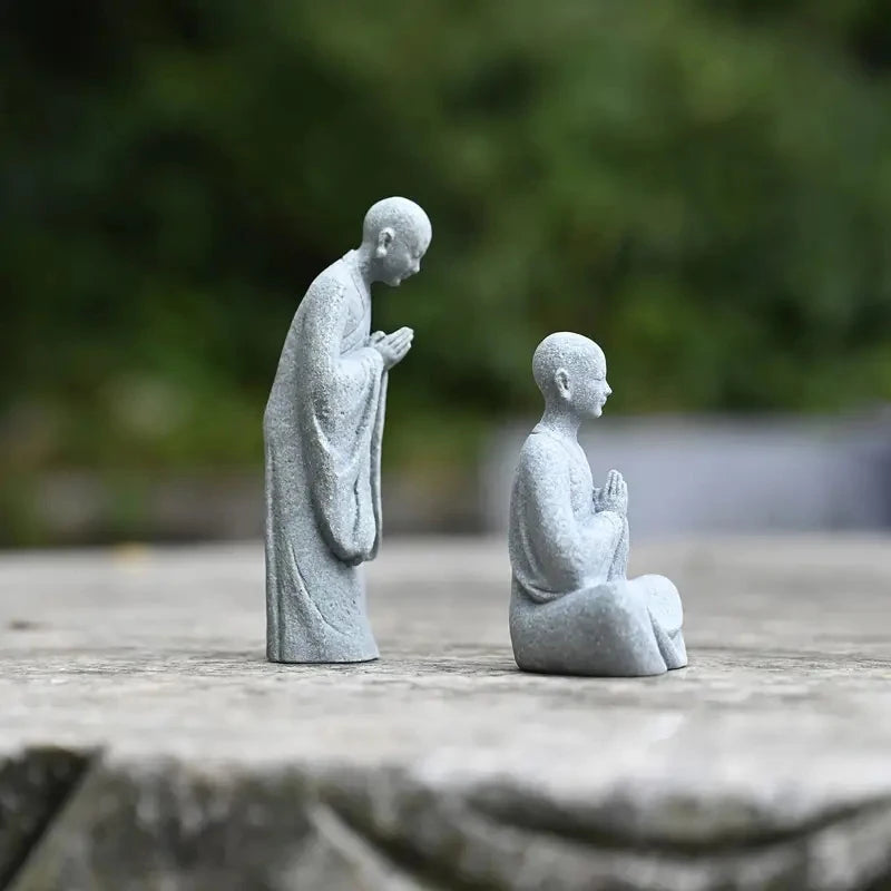 Wishing Monk Buddhist Micro Landscape Stone Fish Tank Moss Landscaping Zen Oriental Aesthetics Garden Ornaments Oasis Select