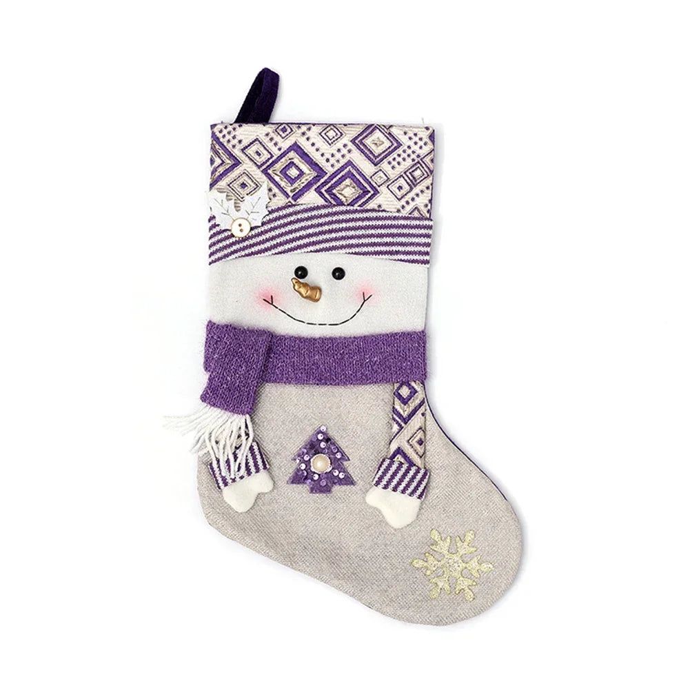 Christmas decorative purple socks with Santa Claus snowflake and antlers patterns large 45cm for holiday decoration Oasis Select B China Mainland