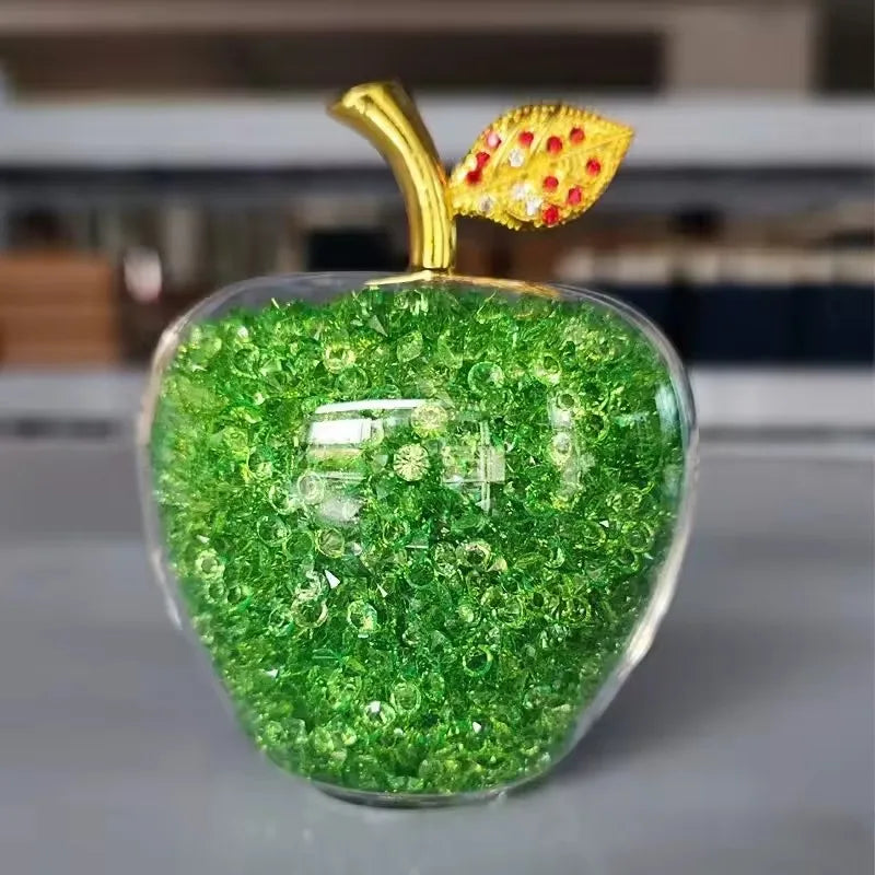 Colorful Crystal Craft Apple Statue Glitter Glass Crystal Home Decor Christmas Eve Ornaments Gift Christmas Eve Ornaments Home Oasis Select green