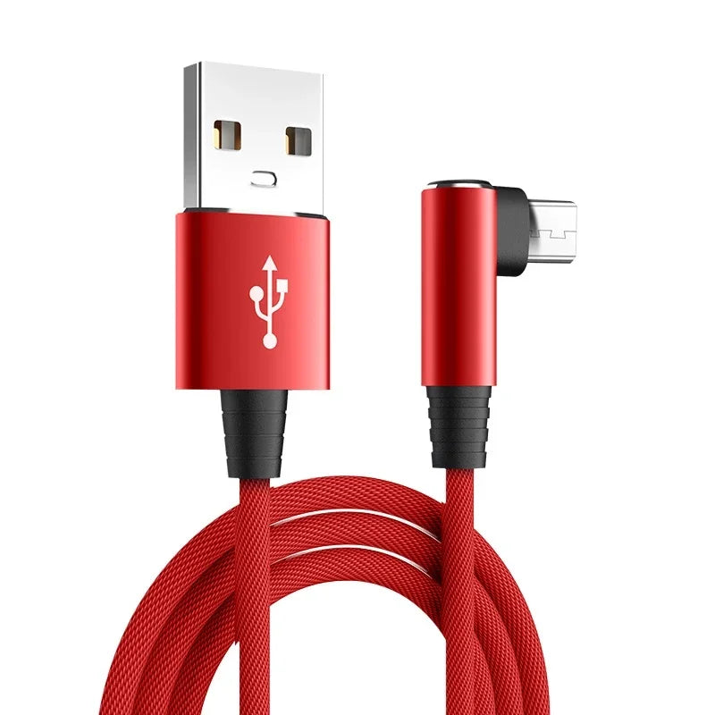 1/3pcs USB Micro Cable 3A 90 Degree Elbow Data Cable Charger Cord for Xiaomi Mobile Phone Accessories Fast Charging Usb Cable Oasis Select red-1pcs 3m