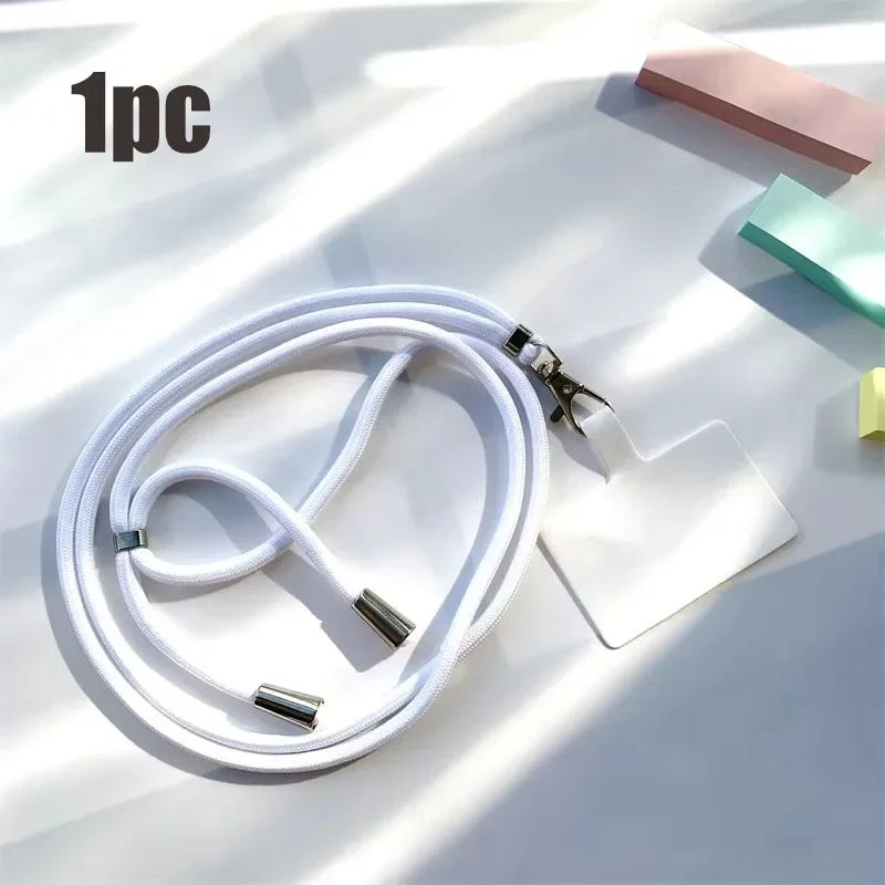 1/4pcs Crossbody Lanyard Necklace Strap Universal Mobile Phone Lanyard Long Adjustment Phone With Clip Safety Anti-Lost Lanyard Oasis Select 1pc white