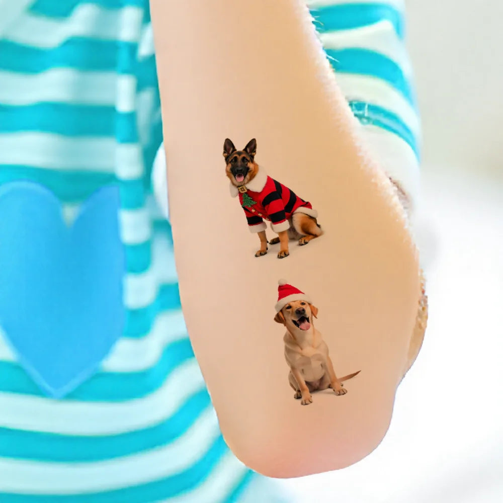 54-Piece Christmas Dog Temporary Tattoos – Waterproof Stickers Temporary Tattoo Set Oasis Select
