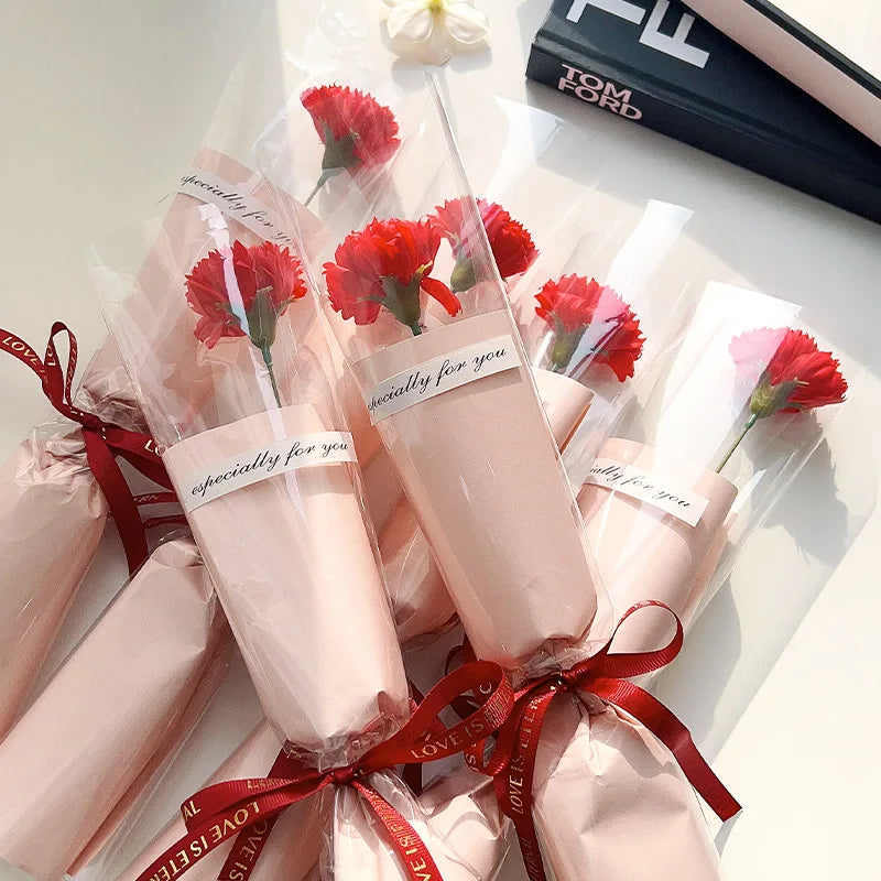 Carnation Soap Flower Valentine's Day Gift Teacher Day Mother Day Flower Gift Home Party Decor Store Celebration Event Gift Oasis Select Red