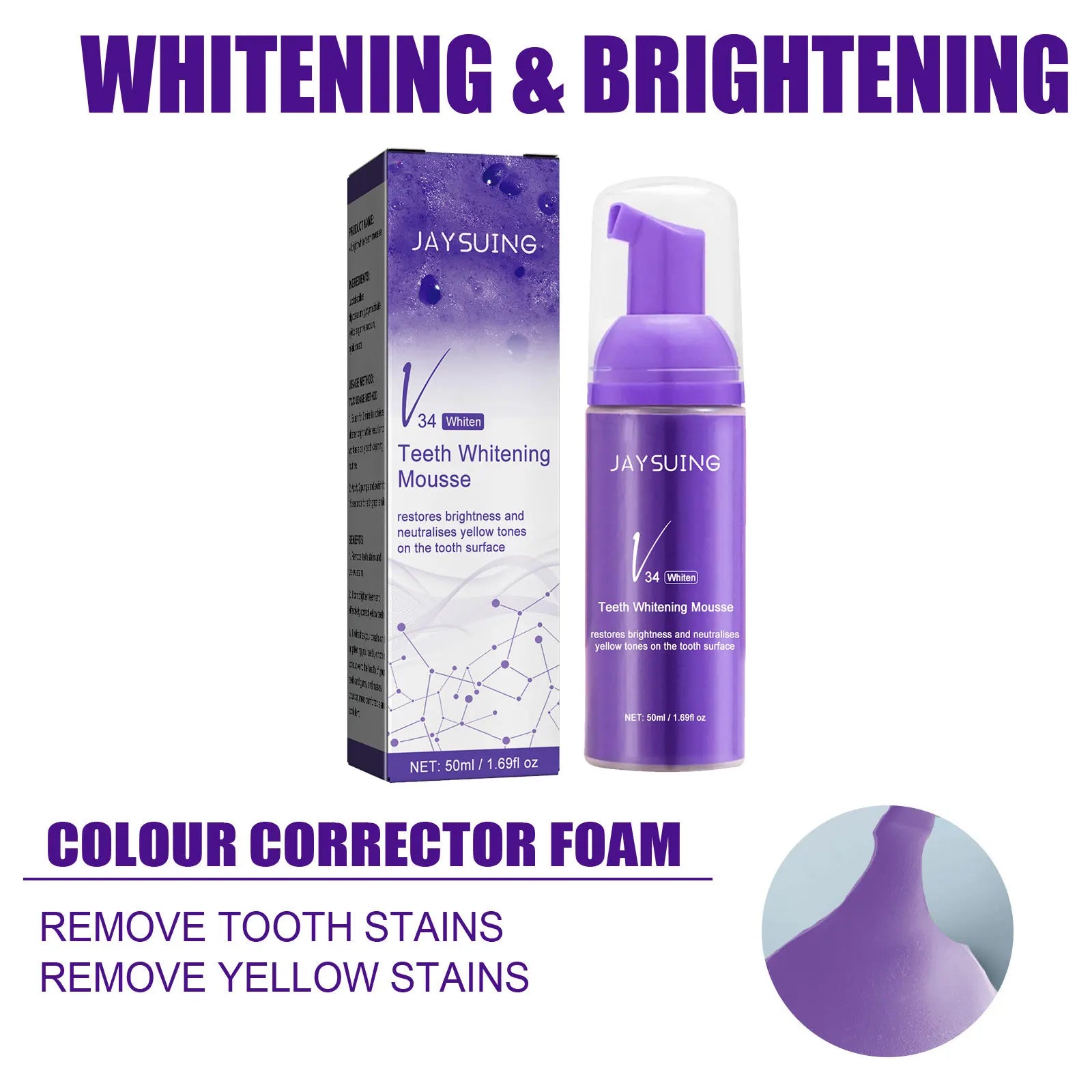 V34 Whitening Toothpaste Mousse – Remove Stains & Bad Breath Whitening Toothpaste Mousse Oasis Select