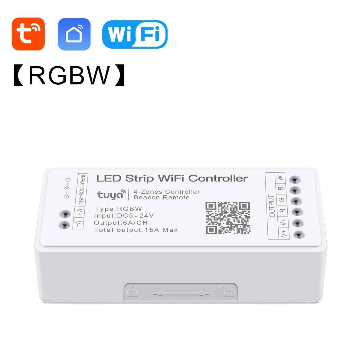 12V-24V Smart Tuya WiFi LED Controller Dimmer Single Color/CCT/RGB/RGBW/RGBCCT LED Strip Controller APP Control for Alexa Google Oasis Select RGBW Controller