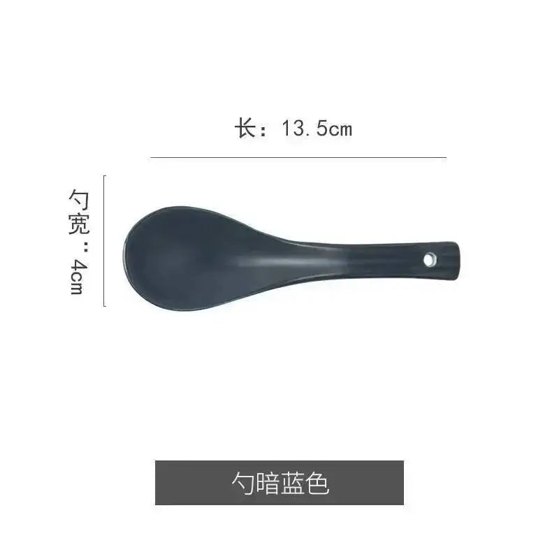 Ceramic Soup Spoon Soup noodles rice Spoon For Daily Use Kitchen Tablewear Oasis Select Spoon Dark Blue