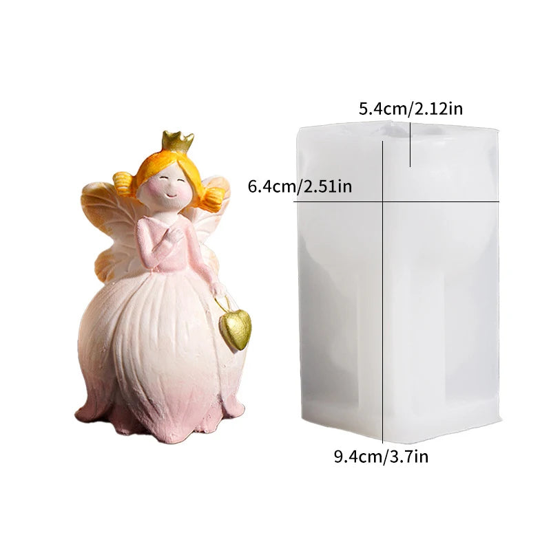Lily Of The Valley Fairy Mold Forest Angel Girl Fairy Tale Crown Princess Plaster Figurine Silicone Mold Oasis Select B