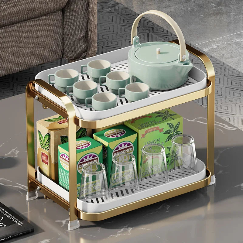 Multifunctional living room drain cup holder, desktop dust-proof storage rack, double-layer drying cup with water tray Oasis Select