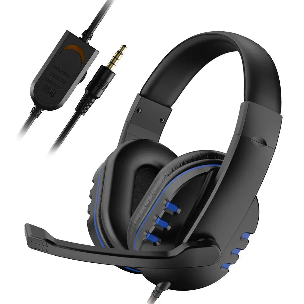 Headphones 3.5mm Wired Gaming Headset Earphones Music For PS4 Play Station 4 Game PC Chat Computer With Microphone Oasis Select Blue