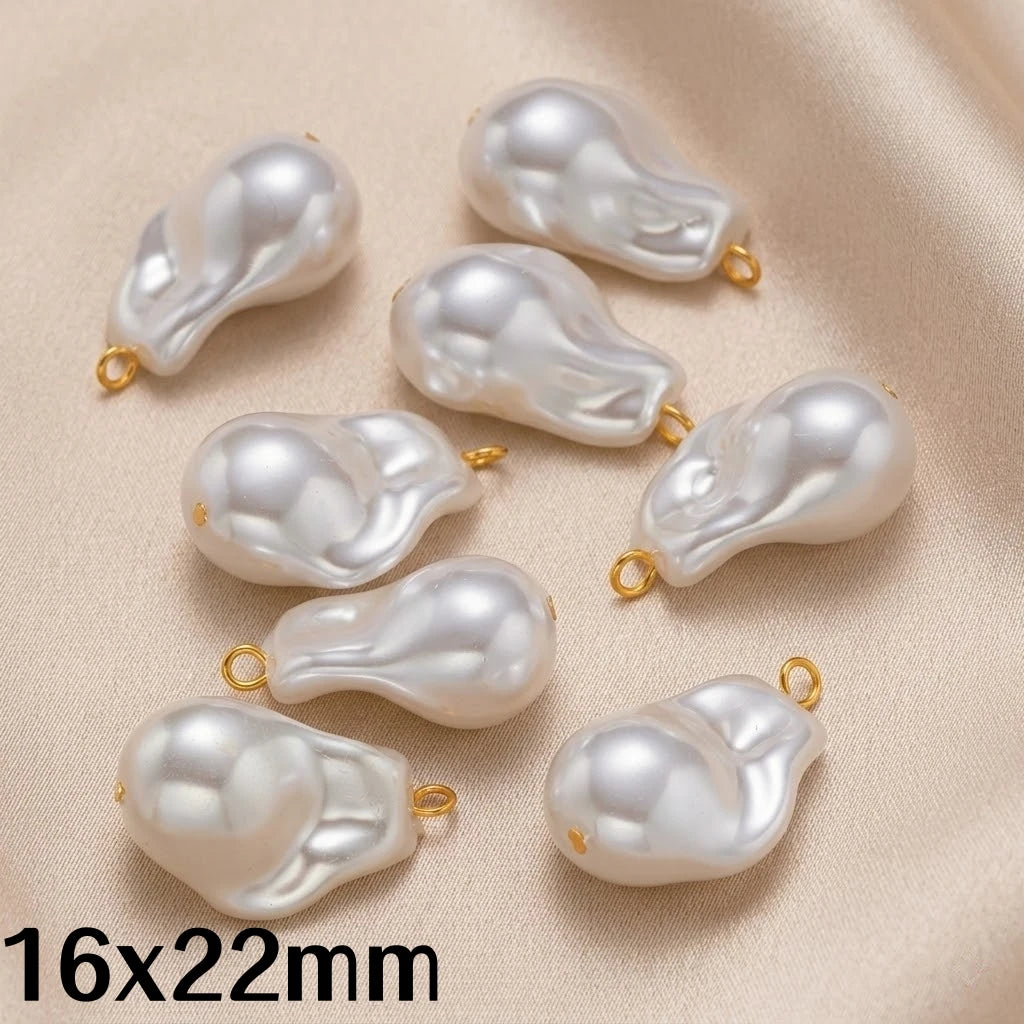 10Pcs Stainless Steel Pearl Pendant Charms Dangles Irregular Pear Pendant with Hoop for DIY Necklaces Earrings Jewelry Making Oasis Select 11