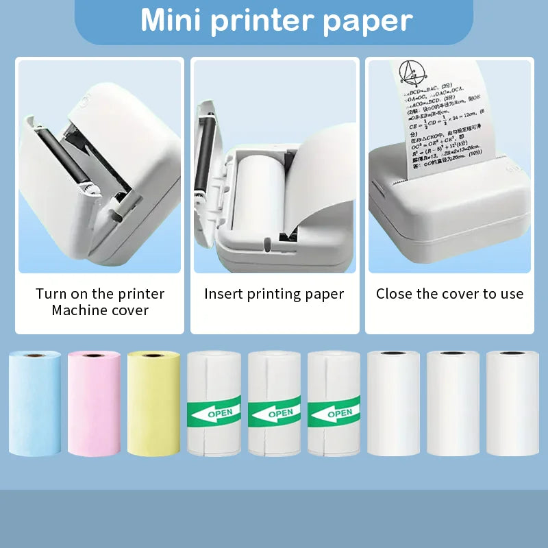 Mini Printer Thermal Paper Label Sticker Colorful Adhesive Self-adhesive Paper For Wireless Bluetooth Photo Inkless Printer 57mm Oasis Select
