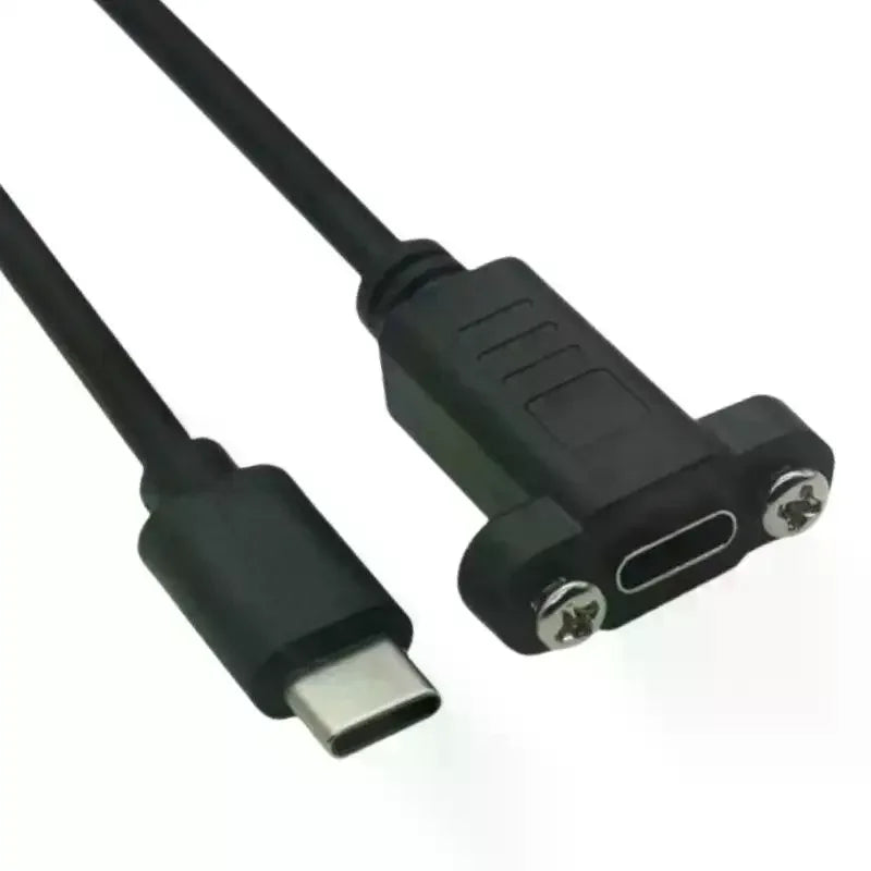 1Pcs Panel Mount Type-C USB-C Male To Female Extension Cable With Screw Hole Lock Connector Cable 0.3/0.5/1/1.5 Meters Oasis Select