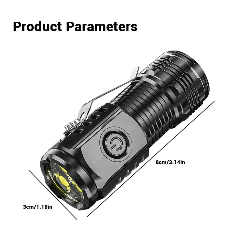 ZHIYU Mini USB Rechargeable LED Flashlight with Pen Clip